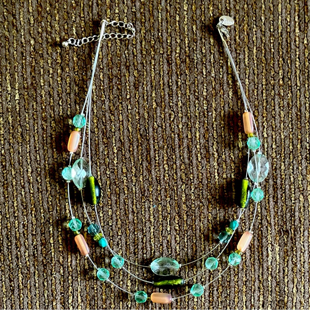 Lia Sophia Three Tiered Wire Beaded Necklace